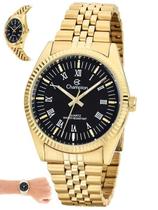 Relogio champion analo preto metal dourado ch22859u