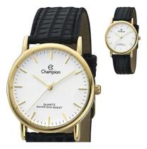 Relogio champion analogico branco couro preto ch22260m