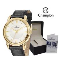 Relógio Champion Analogico Dourado Unissex Pulseira Preta CN20355B