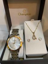 Relógio Champion CH22975W + colar e brinco