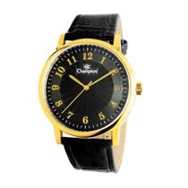 Relógio Champion Cn20560p Preto Dourado Analógico Aço Inox