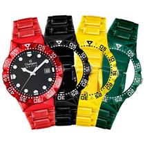 Relogio Champion Cp31001c Troca Pulseira Amarelo Verde Preto Vermelho