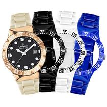 Relogio Champion Cp31001h Família Troca Pulseira Unissex Preto Dourado Preto