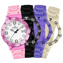 Relogio Champion Cp31001v Troca Pulseiras Lilás Preto Bege Rosa Rosa Branco