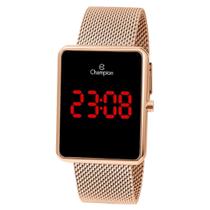 Relógio Champion Digital Feminino Rosé Led Vermelho CH40080P