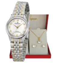Relogio Champion Dourado e Prateado Pequeno Feminino CH25276C + Kit Semi Joia