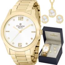 Relógio Champion Dourado Feminino + Kit Semijoias - Elegance - CN25145W
