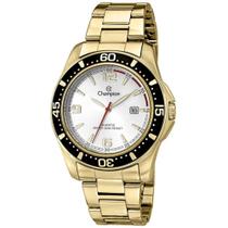 Relógio Champion Dourado Fundo Branco Calendário Ca30132H