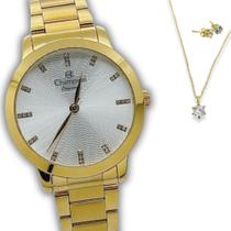 Relógio Champion Dourado Fundo Branco Semijoias