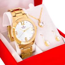 Relógio Champion Feminino Analógico Dourado CH24268D Prova DAgua Garantia de Um Ano