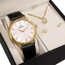 Relógio Champion Feminino Analógico Dourado Couro CH22706W Garantia de Um Ano