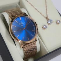 Relógio Champion Feminino Analógico Rosé Kit CN20819K