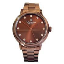 Relógio Champion Feminino Chocolate Com Pedras Cn29874r