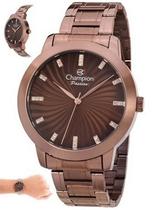 Relogio champion feminino chocolate marron grande cn29276j