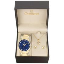 Relógio Champion Feminino Cn26215k Dourado + Semijoia