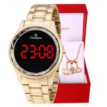 Relógio Champion Feminino Digital Dourado CH48019V + Pulseira Berloques