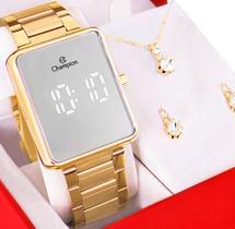 Relógio Champion Feminino Digital Dourado Espelhado CH40086B Original