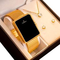 Relógio Champion Feminino Digital Dourado Quadrado CH40080V