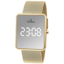 Relógio Champion Feminino Digital Espelhado Dourado Original CH40080B