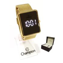 Relógio Champion Feminino Digital Led Dourado Espelhado CH40080B