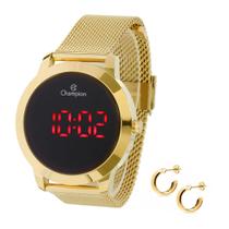 Relógio Champion Feminino Digital Led Dourado Preto