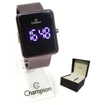 Relógio Champion Feminino Digital Led Espelhado Roxo CH40080I