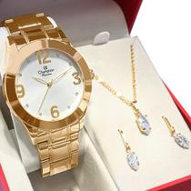 Relógio Champion Feminino Dourado Analógico CH24268D Prova DAgua