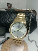Relógio Champion Feminino Dourado + Bolsa CN24057G