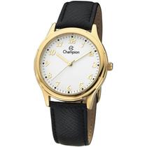 Relógio CHAMPION feminino dourado branco couro CH22251M
