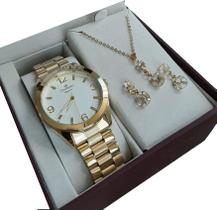 Relógio Champion Feminino Dourado CN25216W P D'água + kit