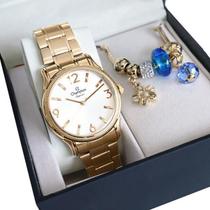 Relógio Champion Feminino Dourado Cn25832W + Pulseira