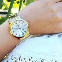 Relogio Champion Feminino Dourado - Cn26171w + Kit Semijoia