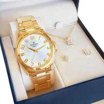 Relógio Champion Feminino Dourado CN26377W Prova DAgua Garantia de Um Ano