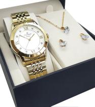 Relógio Champion Feminino Dourado CN26957W Kit Colar Brinco Relógio Champion Feminino Dourado CN26957W Kit Colar Brinco