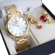 Relógio Champion Feminino Dourado Cn28437W + Pulseira