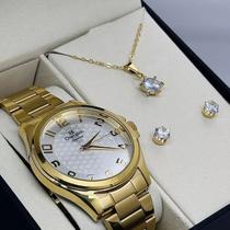 Relógio Champion Feminino Dourado com Kit Semi Joias Colar e Brinco Pontos de Luz Original com Garantia de 12 Meses e Nota Fiscal Relógio Champion Feminino Dourado com Kit Semi Joias Colar e Brinco Pontos de Luz Original com Garantia de 12 Meses e Nota Fiscal