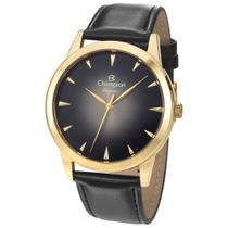 Relógio CHAMPION feminino dourado couro preto CN20828U