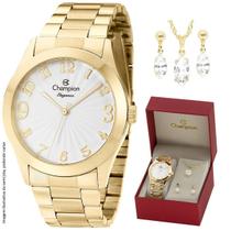 Relógio Champion Feminino Dourado Elegance Cn26564w + Kit