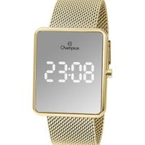 Relógio Champion Feminino Dourado Espelhado Digital Led - CH40080B