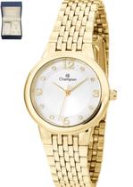 Relógio Champion Feminino Dourado Fundo Branco + Semi Joia QTZ