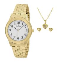 Relógio Champion Feminino Dourado + Kit Bijuteria - CH22126S