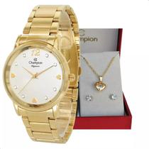 Relógio Champion Feminino Dourado Medio CN24066H + Semi Joia