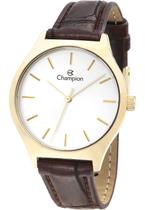 Relogio Champion Feminino dourado minimalista pulseira de couro CN28295S