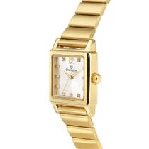 Relogio Champion Feminino dourado quadrado pequeno analogico banhado folheado com strass CF24135H