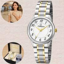 Relógio Champion Feminino Elegante Analógico Pulseira Aço Inóx Prova Dágua 5 ATM Social Casual Bicolor Dourado Prata CH26882B Relógio Champion Feminino Elegante Analógico Pulseira Aço Inóx Prova Dágua 5 ATM Social Casual Bicolor Dourado Prata CH26882B
