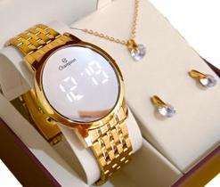 Relógio Champion Feminino Original Dourado Espelhado A Prova Dágua