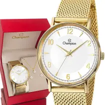 Relógio Champion Feminino Original Dourado Ouro Prova Dágua