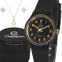 Relógio Champion Feminino Original Preto Garantia De 1 Ano