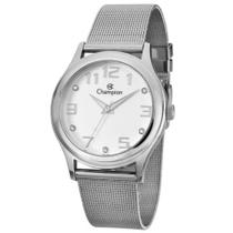 Relógio CHAMPION feminino prata branco strass CN29007Q