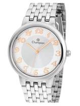 Relógio Champion Feminino - Prata com Mostrador Branco e Detalhes em Rosê